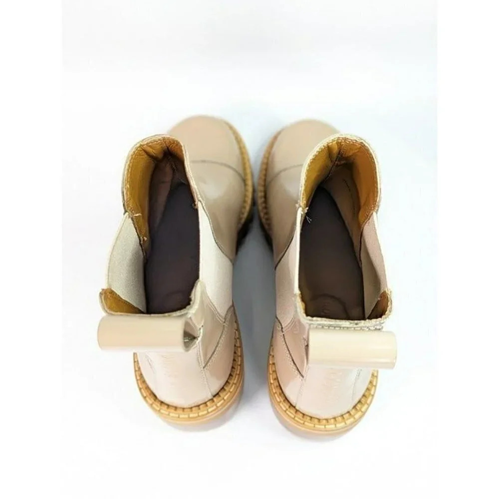 See By Chloe Women's Mallory Leather Chelsea Boots Beige Size 37 EU MSRP $475 - Picture 7 of 11